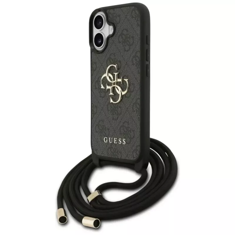 Guess 4G Big Logo Cord Strap Crossbody Case για Apple iPhone 17, μαύρο