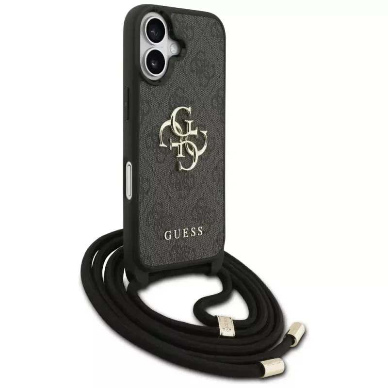 Guess 4G Big Logo Cord Strap Crossbody Case για Apple iPhone 17, μαύρο