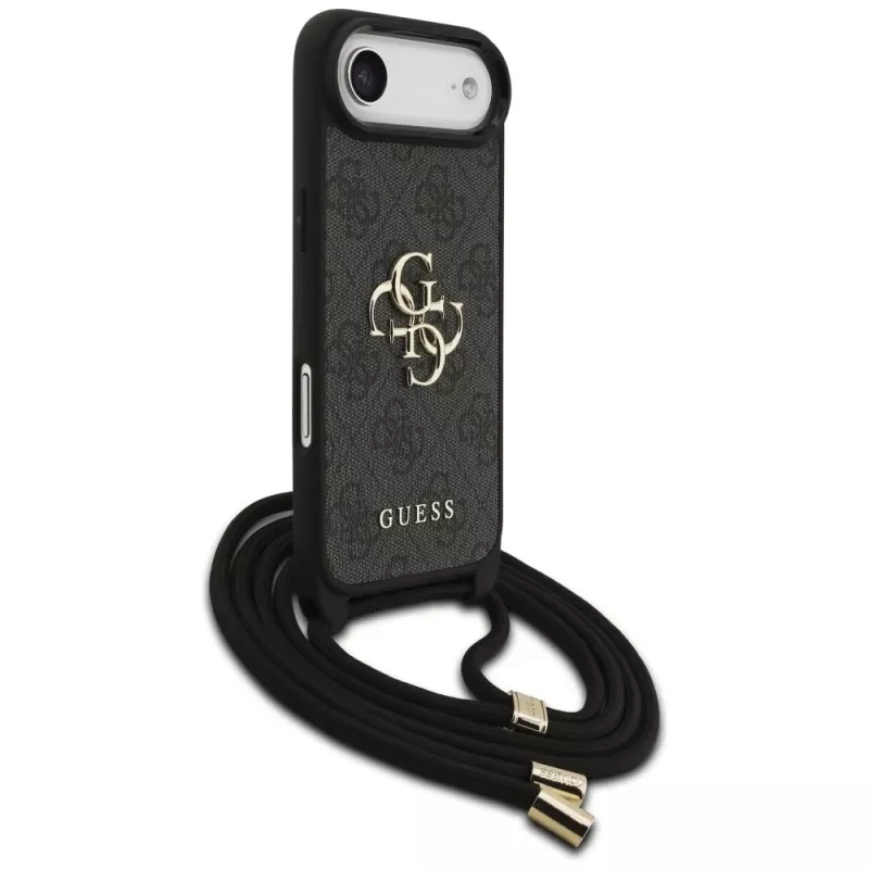 Guess 4G Big Logo Cord Stap Crossbody Case για iPhone Air, μαύρο