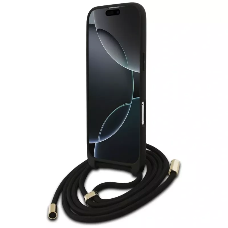 Guess 4G Big Logo Cord Stap Crossbody Case για iPhone Air, μαύρο