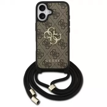 Guess 4G Big Logo Cord Stap Crossbody Case για iPhone 17 καφέ