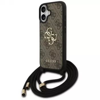 Guess 4G Big Logo Cord Stap Crossbody Case για iPhone 17 καφέ