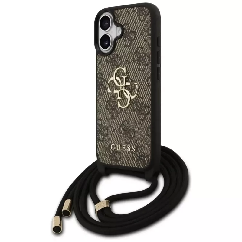 Guess 4G Big Logo Cord Stap Crossbody Case για iPhone 17 καφέ