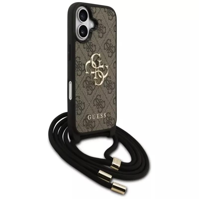 Guess 4G Big Logo Cord Stap Crossbody Case για iPhone 17 καφέ