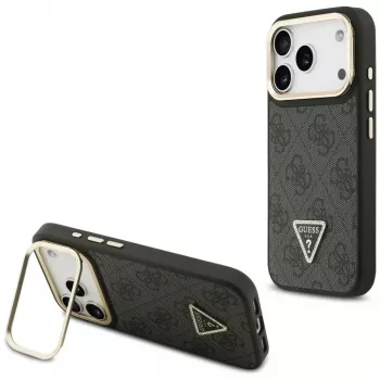 Guess Θήκη MagSafe 4G PU Triangle Logo & Stand Camera για iPhone 17 Pro μαύρο
