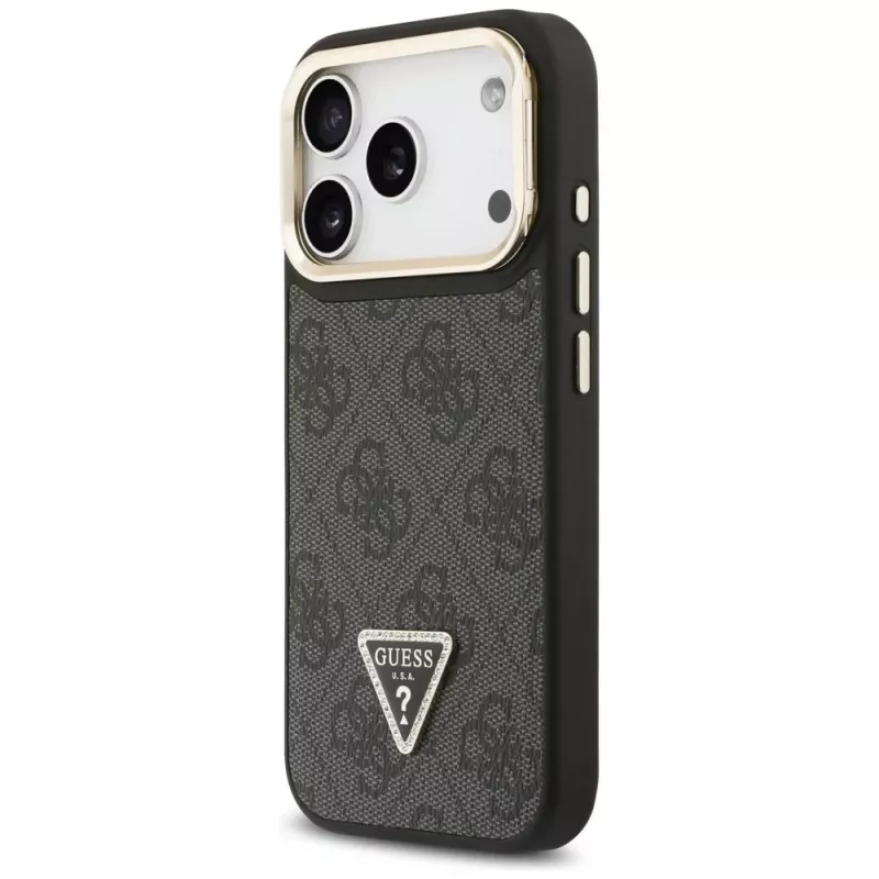 Guess Θήκη MagSafe 4G PU Triangle Logo & Stand Camera για iPhone 17 Pro μαύρο