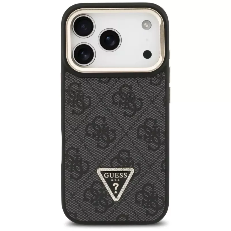 Guess Θήκη MagSafe 4G PU Triangle Logo & Stand Camera για iPhone 17 Pro μαύρο