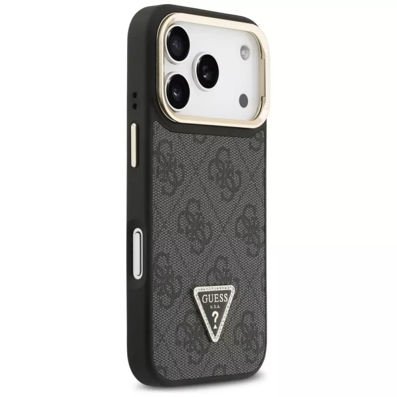 Guess Θήκη MagSafe 4G PU Triangle Logo & Stand Camera για iPhone 17 Pro μαύρο