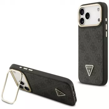 Guess Θήκη MagSafe 4G PU Triangle Logo & Stand Camera για iPhone 17 Pro Max μαύρο