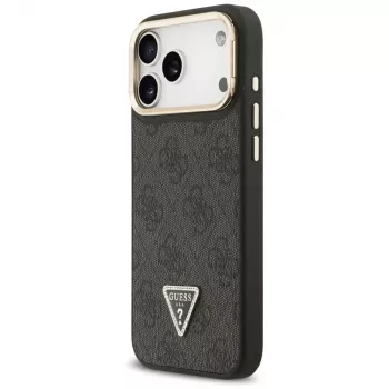Guess Θήκη MagSafe 4G PU Triangle Logo & Stand Camera για iPhone 17 Pro Max μαύρο