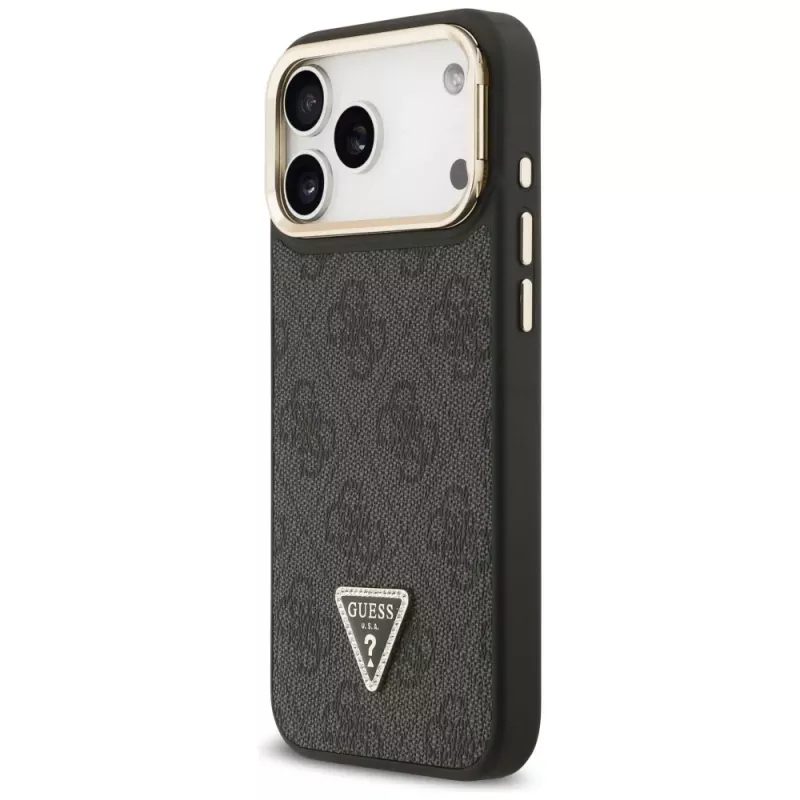 Guess Θήκη MagSafe 4G PU Triangle Logo & Stand Camera για iPhone 17 Pro Max μαύρο