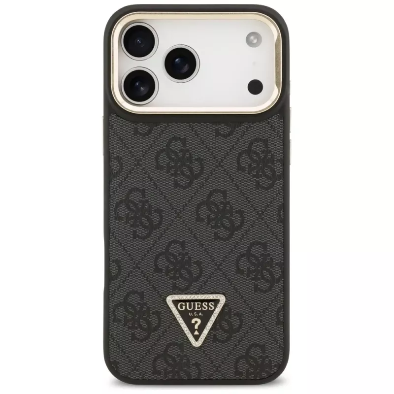 Guess Θήκη MagSafe 4G PU Triangle Logo & Stand Camera για iPhone 17 Pro Max μαύρο