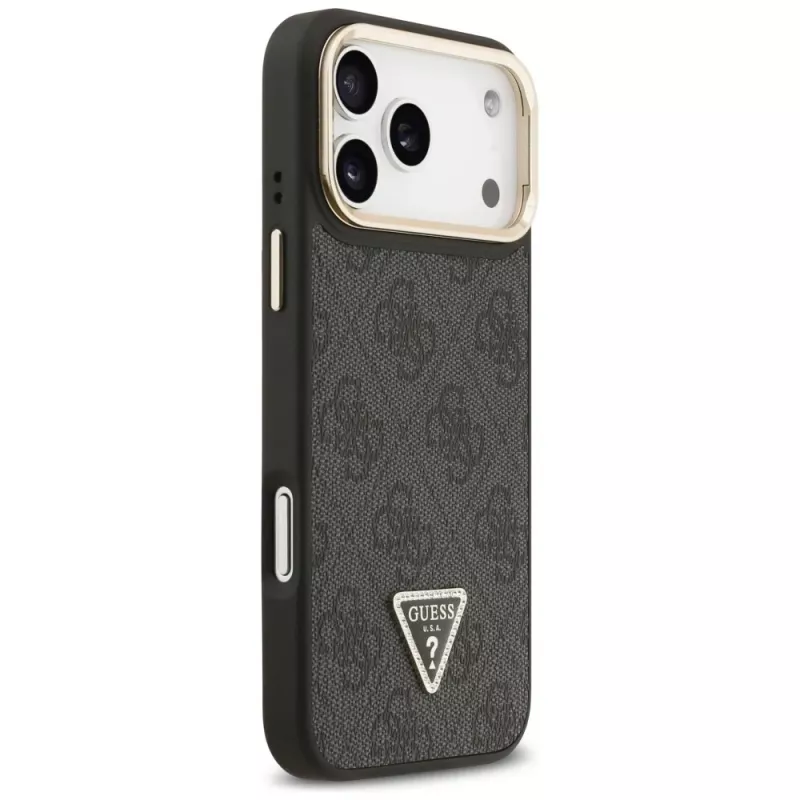 Guess Θήκη MagSafe 4G PU Triangle Logo & Stand Camera για iPhone 17 Pro Max μαύρο