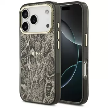 Guess Θήκη MagSafe Python Pattern για iPhone 17 Pro καφέ