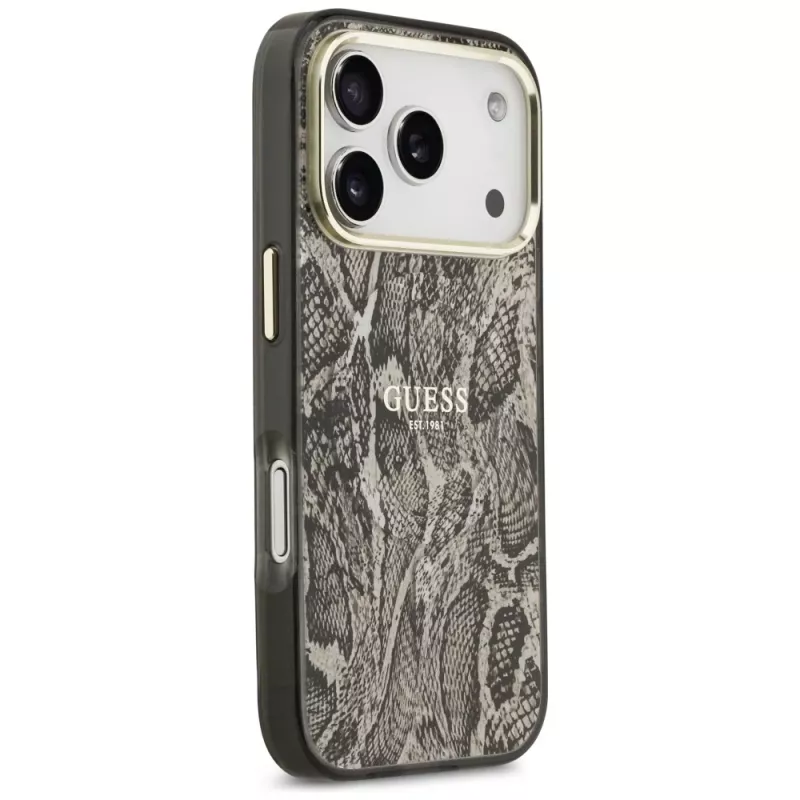Guess Θήκη MagSafe Python Pattern για iPhone 17 Pro καφέ