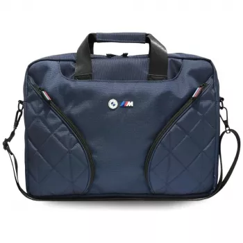 BMW Nylon Τσάντα Laptop Messenger με Μεταλλικό Λογότυπο, Μπλε Ναυτικό, 16 ίντσες