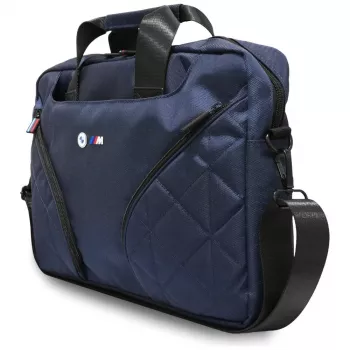 BMW Nylon Τσάντα Laptop Messenger με Μεταλλικό Λογότυπο, Μπλε Ναυτικό, 16 ίντσες