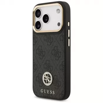 Guess 4G Strass Logo & Big Strap Metal Buttons MagSafe Θήκη για iPhone 17 Pro Μαύρο