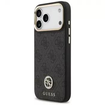 Guess 4G Strass Logo & Big Strap Metal Buttons MagSafe Θήκη για iPhone 17 Pro Max Μαύρο