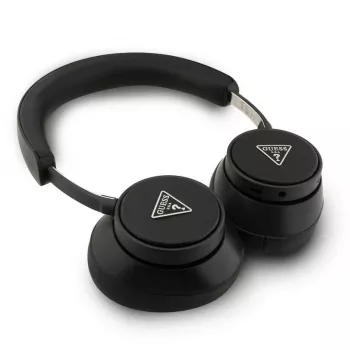 Guess Ασύρματα Over-Ear Ακουστικά Bluetooth ENC Saffiano Triangle Logo Μαύρο