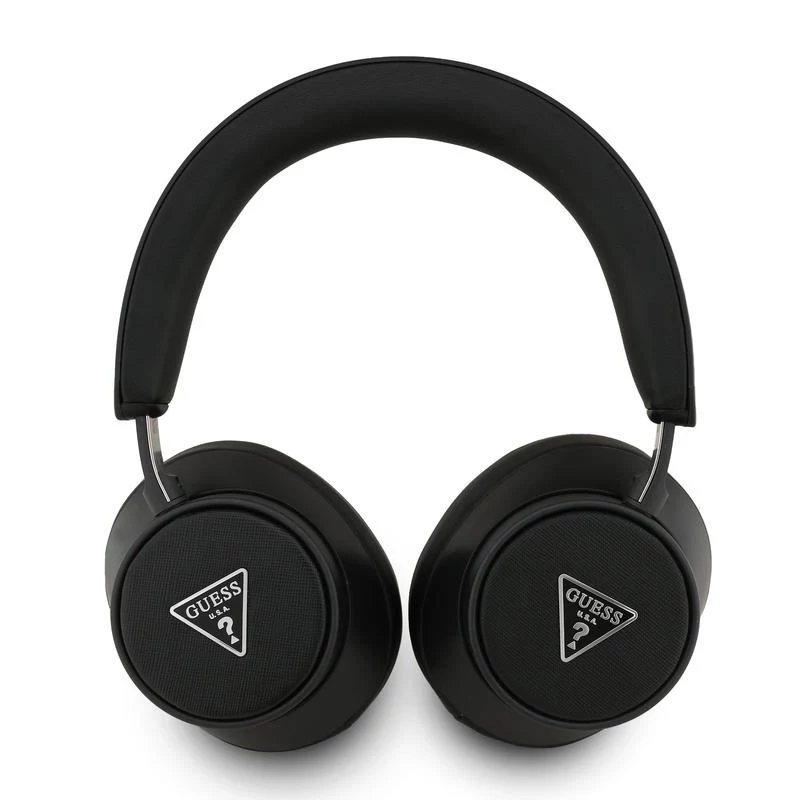 Guess Ασύρματα Over-Ear Ακουστικά Bluetooth ENC Saffiano Triangle Logo Μαύρο