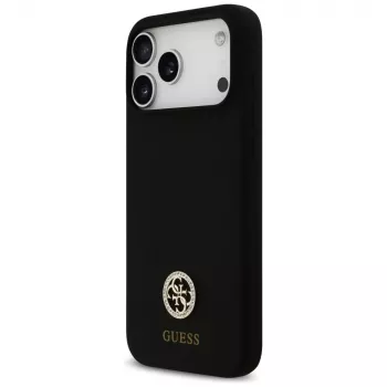 Guess Silicone Logo Strass 4G MagSafe Θήκη για iPhone 17 Pro Max Μαύρο