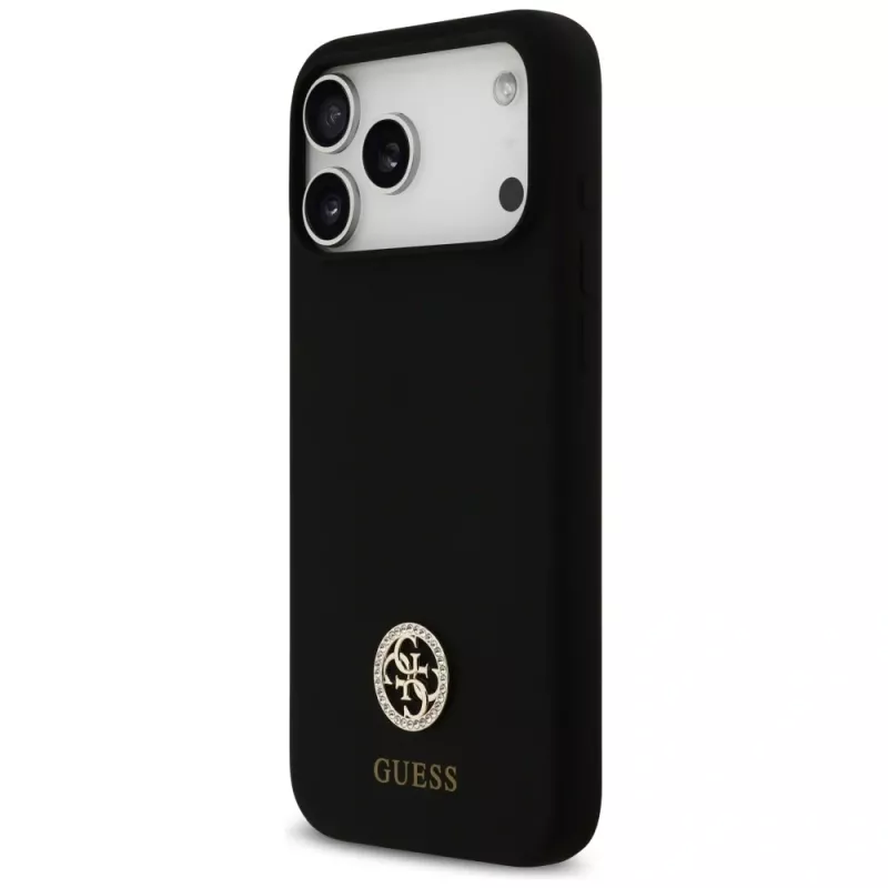 Guess Silicone Logo Strass 4G MagSafe Θήκη για iPhone 17 Pro Max Μαύρο