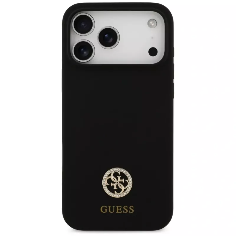 Guess Silicone Logo Strass 4G MagSafe Θήκη για iPhone 17 Pro Max Μαύρο