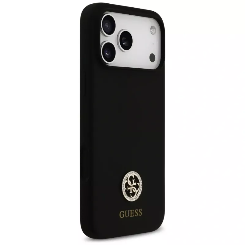 Guess Silicone Logo Strass 4G MagSafe Θήκη για iPhone 17 Pro Max Μαύρο