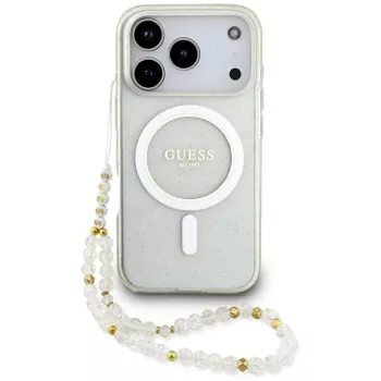 Guess IML Glitter Pearl Strap MagSafe Θήκη για iPhone 17 Pro, Διάφανο