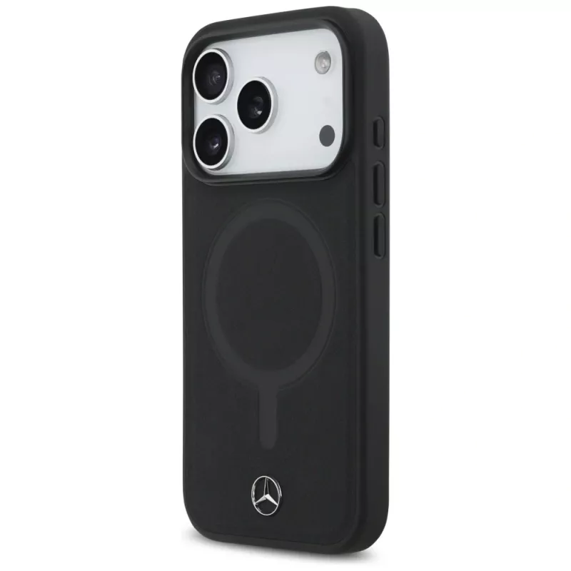 Mercedes Plain Smooth Leather MagSafe Θήκη για iPhone 17 Pro Μαύρο