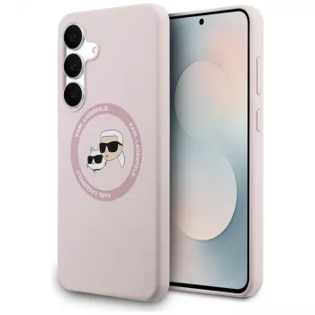 KARL LAGERFELD Silicone Θήκη Karl & Choupette Heads MagSafe για Samsung Galaxy S25 FE Ροζ