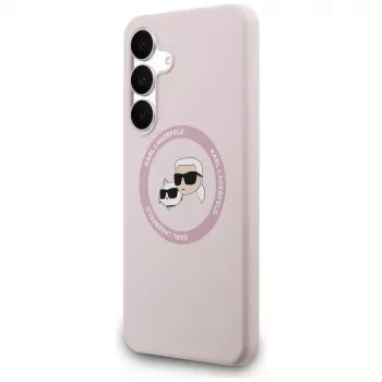 KARL LAGERFELD Silicone Θήκη Karl & Choupette Heads MagSafe για Samsung Galaxy S25 FE Ροζ