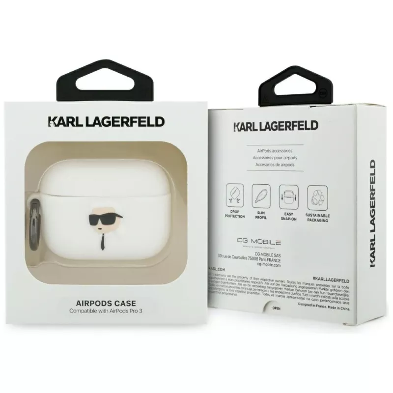 KARL LAGERFELD Silicone Karl Head 3D Θήκη για AirPods Pro 3 Λευκό