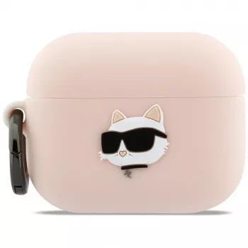 Karl Lagerfeld Silicone Choupette Head 3D Θήκη για AirPods Pro 3, Ροζ
