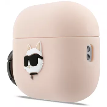 Karl Lagerfeld Silicone Choupette Head 3D Θήκη για AirPods Pro 3, Ροζ