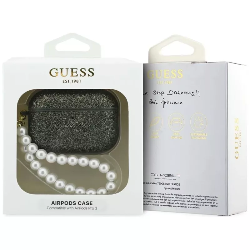 Guess Glitter Pearl Strap Θήκη για AirPods Pro 3, Χακί