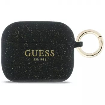 Guess Silicone Glitter Ring Θήκη για AirPods Pro 3, Μαύρο