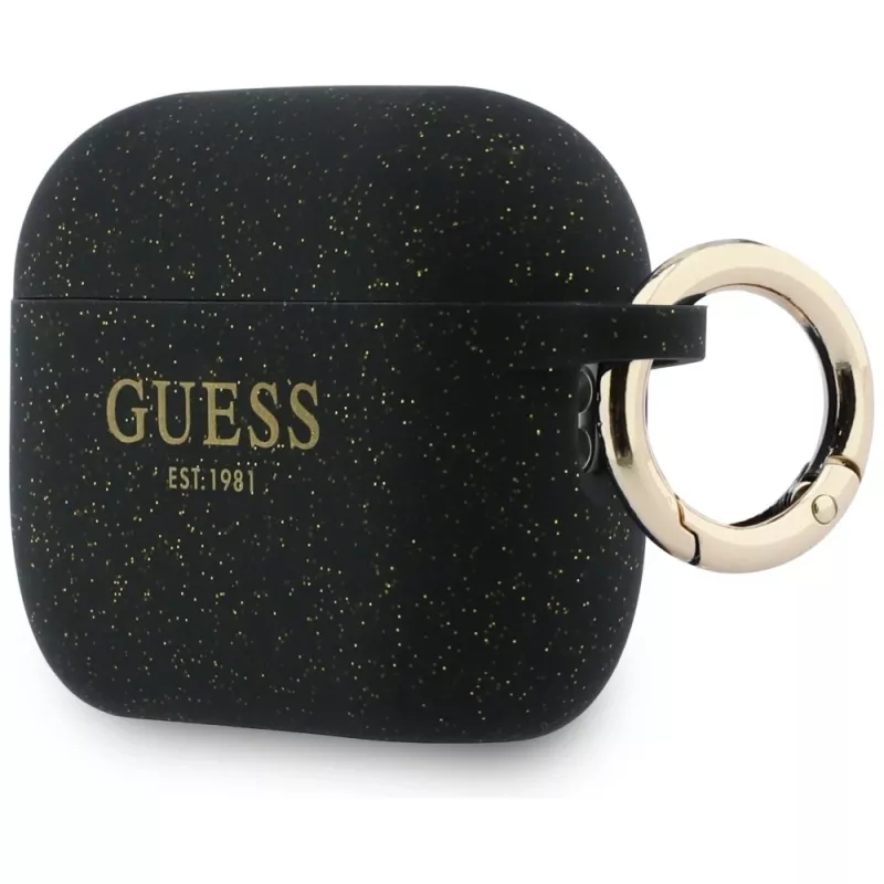 Guess Silicone Glitter Ring Θήκη για AirPods Pro 3, Μαύρο
