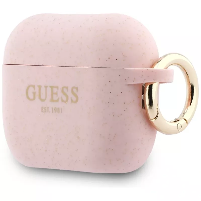 Guess Silicone Glitter Ring Θήκη για AirPods Pro 3, Ροζ
