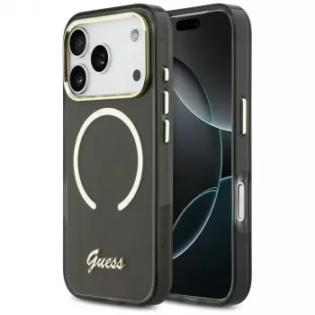 Guess IML Script Metal MagSafe Θήκη για Apple iPhone 17 Pro Max Μαύρο