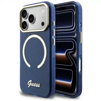 Guess IML Script Metal MagSafe Θήκη για iPhone 17 Pro Μπλε
