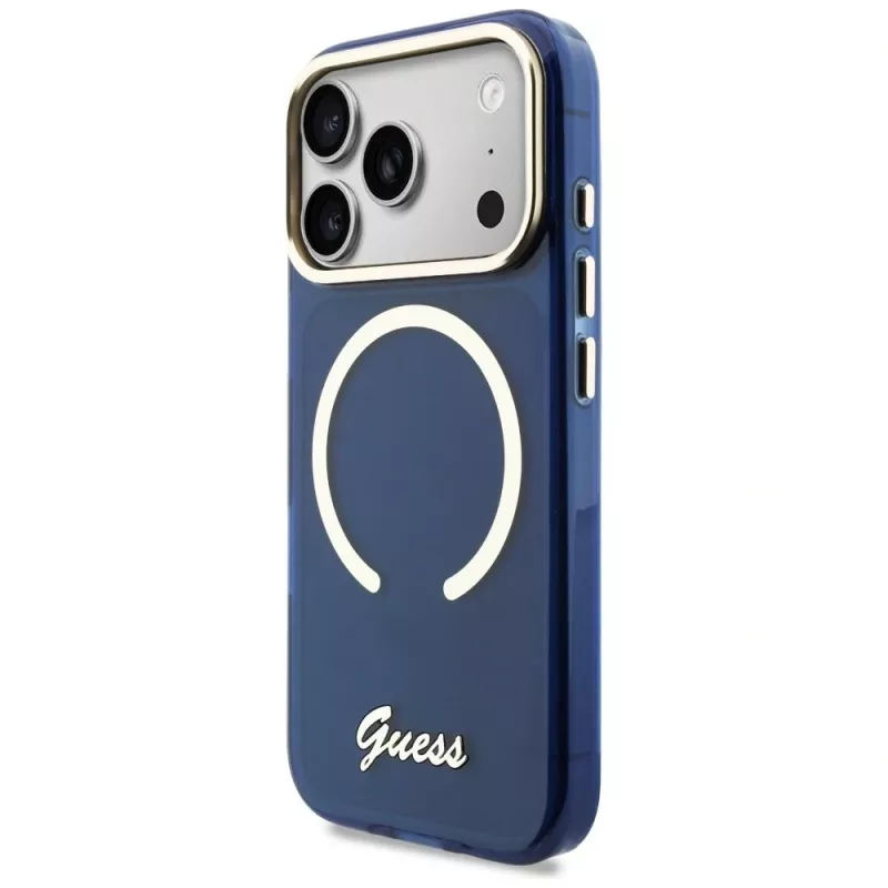 Guess IML Script Metal MagSafe Θήκη για iPhone 17 Pro Μπλε