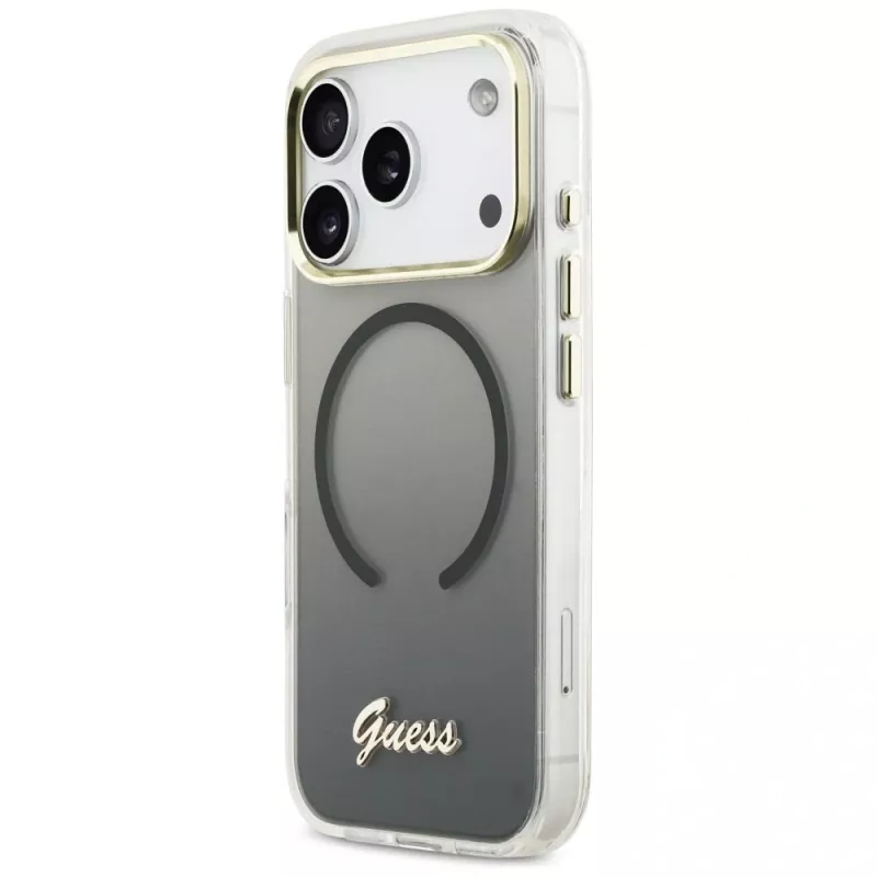 Guess IML Gradient Script Metal MagSafe Θήκη για Apple iPhone 17 Pro Max, Μαύρο
