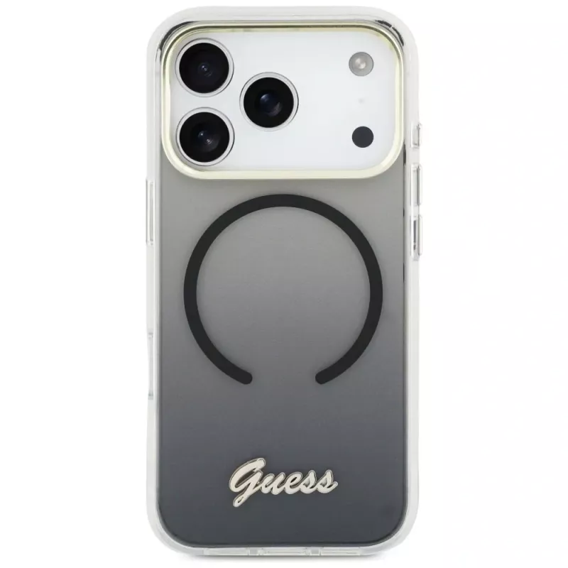 Guess IML Gradient Script Metal MagSafe Θήκη για Apple iPhone 17 Pro Max, Μαύρο