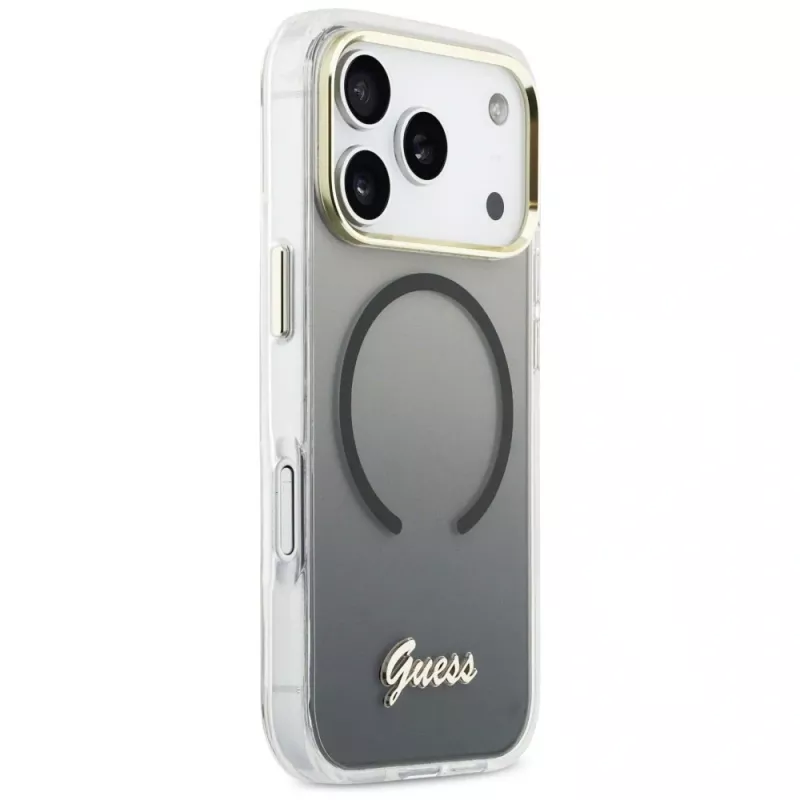 Guess IML Gradient Script Metal MagSafe Θήκη για Apple iPhone 17 Pro Max, Μαύρο