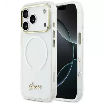 Guess IML Gradient Script Metal MagSafe Θήκη για iPhone 17 Pro Max Λευκό