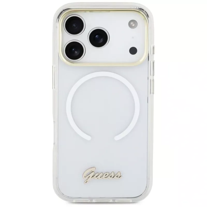 Guess IML Gradient Script Metal MagSafe Θήκη για iPhone 17 Pro Max Λευκό