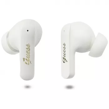 Guess Script Metal Logo True Wireless Stereo Earbuds Λευκό