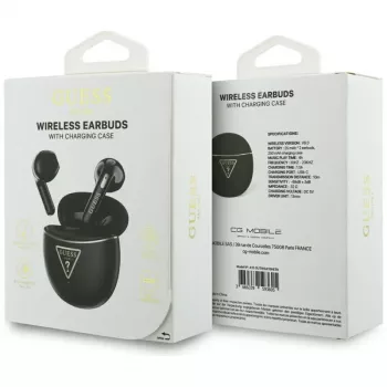 Guess Gold Line Triangle TWS Bluetooth Earbuds με θήκη φόρτισης (Μαύρο)
